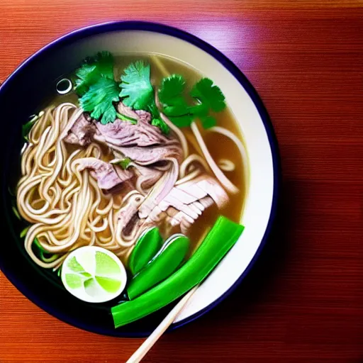 Prompt: realistic photo of delicious pho, ramen, highly detailed, by marc haydon, kailee mandel, masterpiece, award winning, food photography