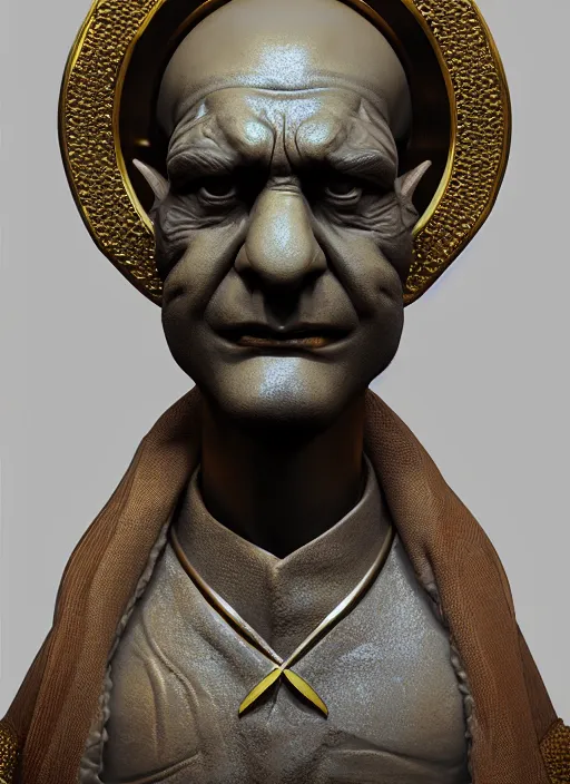 Prompt: bust of sheikh mohammad ruler of dubai, drak fantasy goblin, head and torso only, cinematic lighting, studio quality, smooth render, unreal engine 5 rendered, octane rendered, art style by klimt and nixeu and ian sprigger and wlop and krenz cushart.