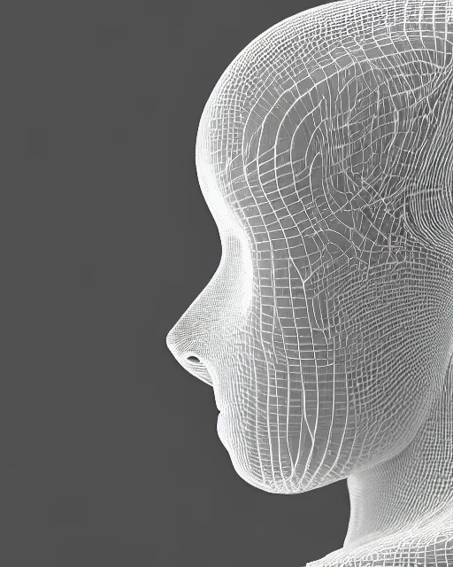 Prompt: mythical dreamy black and white organic translucent bio-mechanical spinal ribbed profile face portrait detail of mechanical beautiful female angelic-snowy-cyborg, highly detailed, intricate crystal jelly steampunk ornate, poetic, 3D render, digital art, octane render, 8K artistic photography, photo-realistic, by Dora Maar