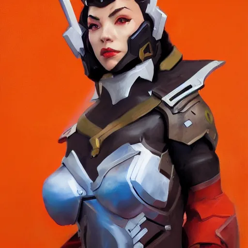 Image similar to greg manchess portrait painting of armored quinn as overwatch character, medium shot, asymmetrical, profile picture, organic painting, sunny day, matte painting, bold shapes, hard edges, street art, trending on artstation, by huang guangjian and gil elvgren and sachin teng