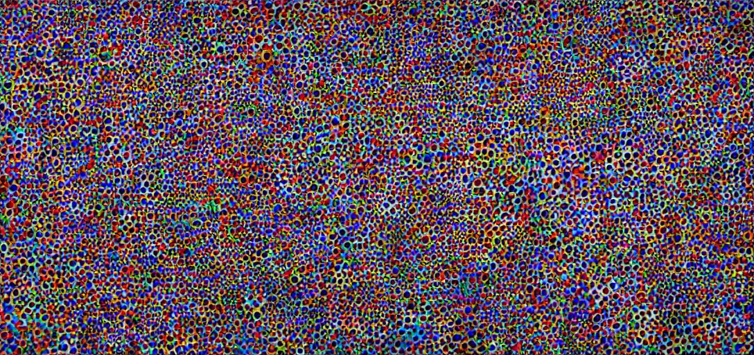 Image similar to clown apocalypse by yayoi kusama