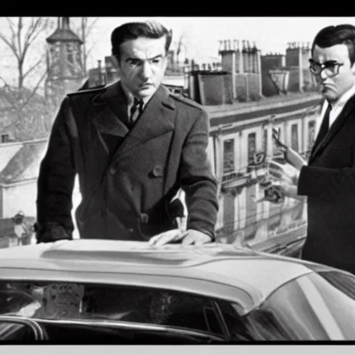 Image similar to movie still from 1 9 6 3 movie about a detective in paris