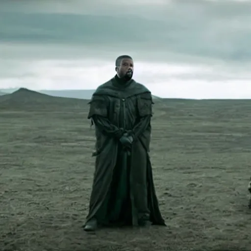 Image similar to kanye west in the background of a game of thrones scene