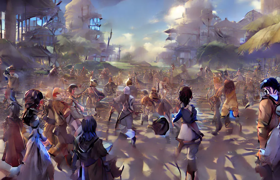 Image similar to greg manchess concept art of the millennial fair from chrono trigger, outdoor fairgrounds, striped pavillions, leene's bell, key visual, ambient lighting, highly detailed, digital painting, artstation, concept art, sharp focus, by makoto shinkai and akihiko yoshida and hidari and wlop and greg rutkowski