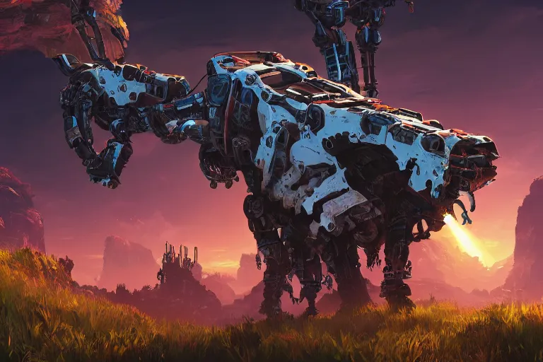 Image similar to burrower machine mecanical creature robot of horizon forbidden west horizon zero dawn bioluminiscence global illumination ray tracing hdr fanart arstation by ian pesty and alena aenami artworks in 4 k