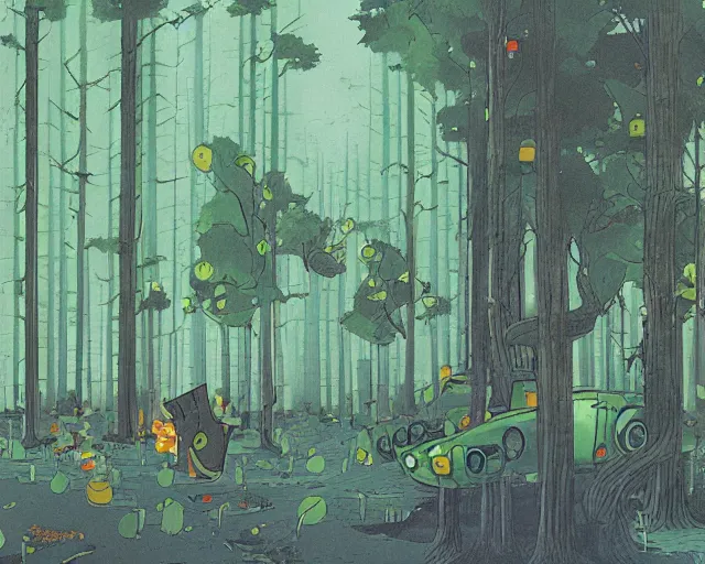 Prompt: gasoline forest, by leiji matsumoto