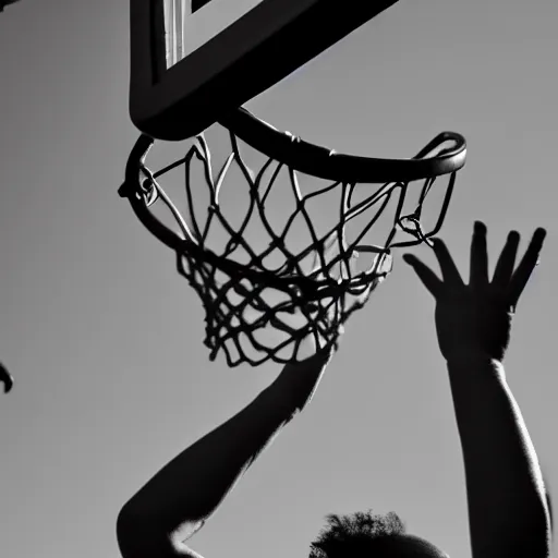 Image similar to a baby dunking a basketball, close up, dramatic action photography