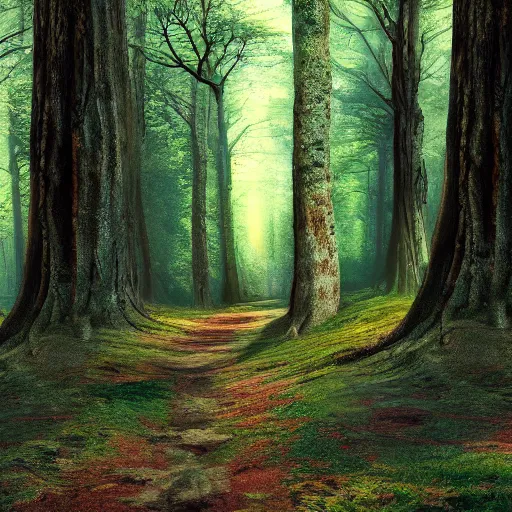 Prompt: A photograph of a tree walking in the forest, very detailed, 8k, ultrarealistic, fantasy