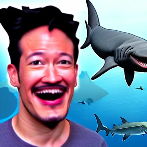 Image similar to markiplier as a shark