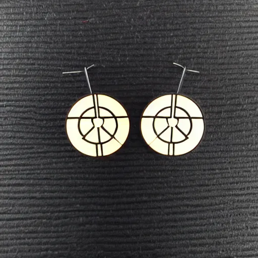 Prompt: segmented 2d laser cut earrings, star wars rebel logo