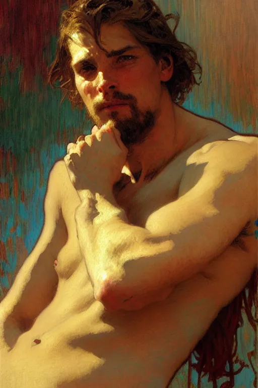 Image similar to attractive man, painting by gaston bussiere, craig mullins, greg rutkowski, alphonse mucha