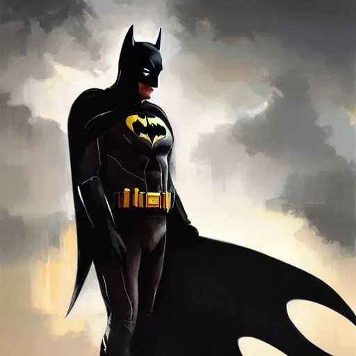 Image similar to batman of the future, brush strokes, oil painting, greg rutkowski