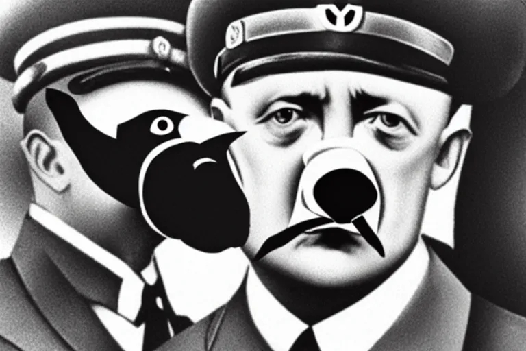 Image similar to hitler with pig's nose on face