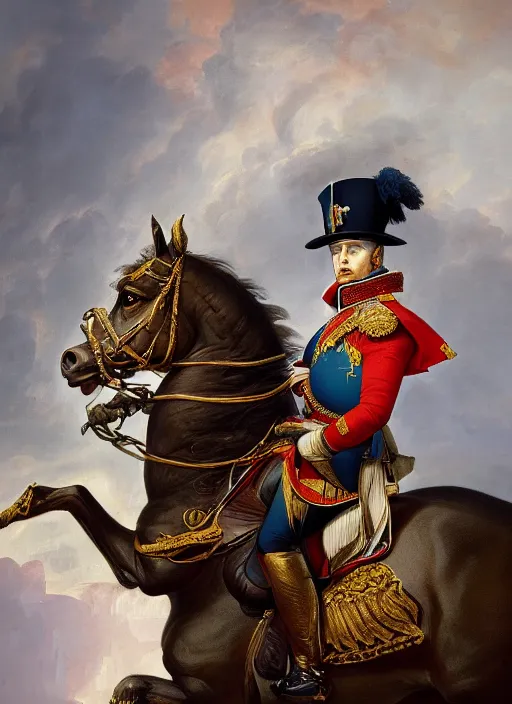 Image similar to grandiose epic portrait of napoleon bonaparte, french emperor, detailed painting, modern arstation style, 4 k, greg rutkowski, magalie villeneuve