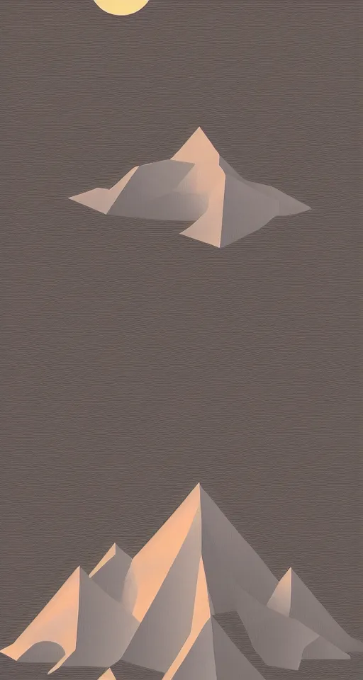 Image similar to geometric design minimalist isometric mountain with full moon behind the top, trending on artstation, cute beautiful digital art, rule of thirds, iphone wallpaper, monument valley,
