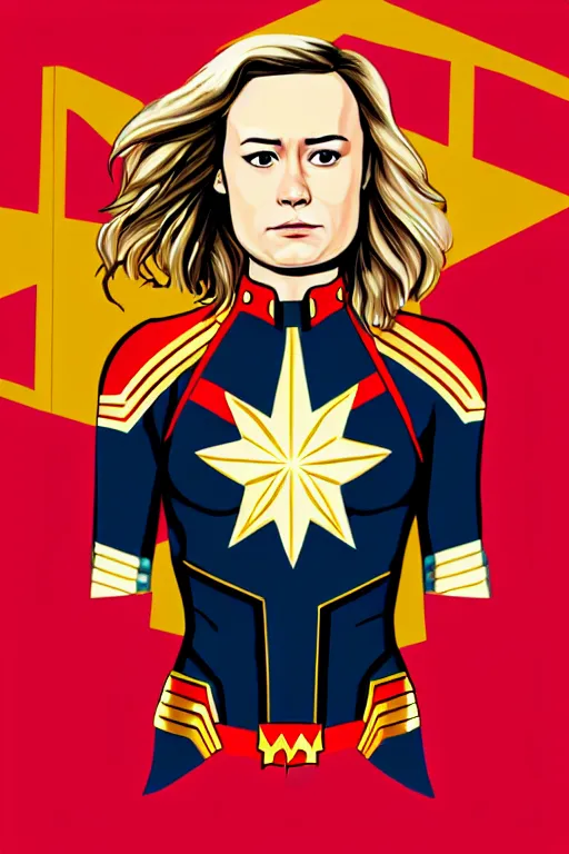 Image similar to Brie Larson as Captain Marvel high quality digital painting in the style of James Jean