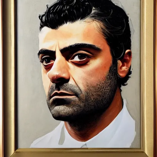 Image similar to oscar isaac portrait by stephanie rew, gold leaf on panel, decorative art, 8 k