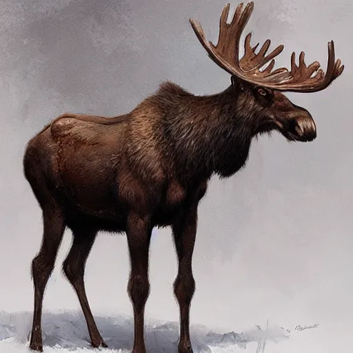 Image similar to humanoid moose anthropomorphic moose hominid moose by greg rutkowski