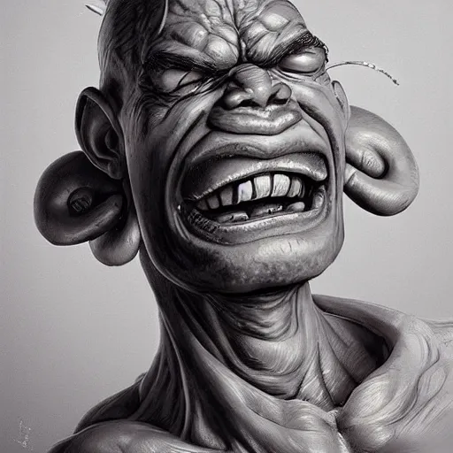 Image similar to a masterpiece of popeye with huge biceps holding a broccoli. very detailed eyes. intricate, elegant, highly detailed. trending on artstation, digital art, by stanley artgerm lau, wlop, rossdraws, james jean, andrei riabovitchev, marc simonetti, yoshitaka amano