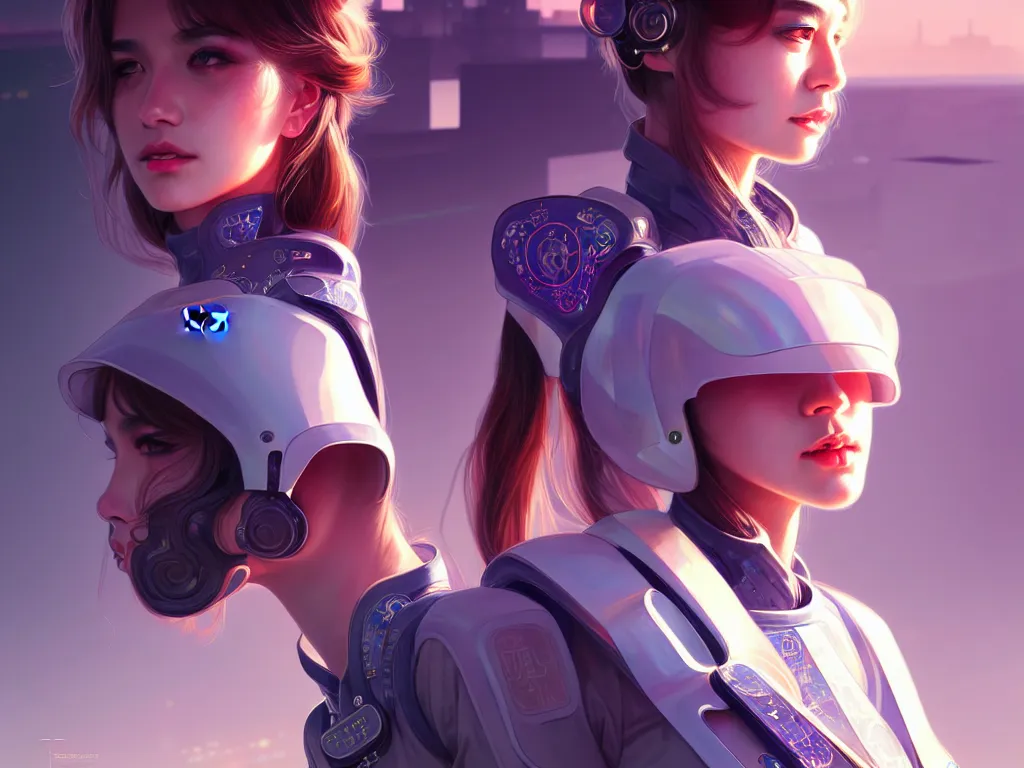 Image similar to portrait futuristic police uniform girl, at future neon light sau paulo rooftop, ssci - fi and fantasy, intricate and very very beautiful and elegant, highly detailed, digital painting, artstation, concept art, smooth and sharp focus, illustration, art by tan zi and ayanamikodon and alphonse mucha and wlop