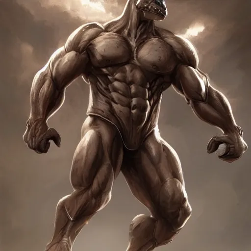 Prompt: a musclebound anthropomorphized horse with mountainously bulging muscles wearing a tight leather battle outfit while protecting a facility, equine, highly detailed, digital painting, artstation, sharp focus, game art, concept art, illustration, art by artgerm, greg rutkowski, wlop