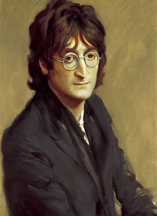 Image similar to portrait painting of john lennon by john singer sargent