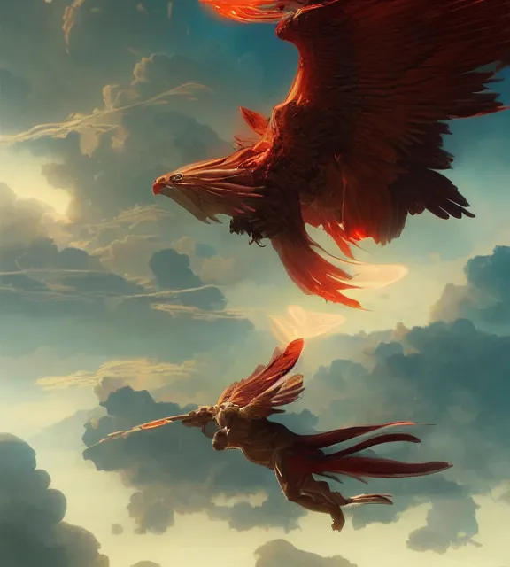 Image similar to a phoenix flying in an epic scene, bio luminescent, plasma, by ruan jia and artgerm and range murata and wlop and ross tran and william - adolphe bouguereau and beeple. key art. fantasy illustration. award winning, artstation, intricate details, realistic, hyperdetailed, 8 k resolution.