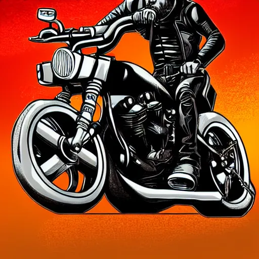 Prompt: jesus riding a harley davidson motorcycle, digital art, trending on artstation