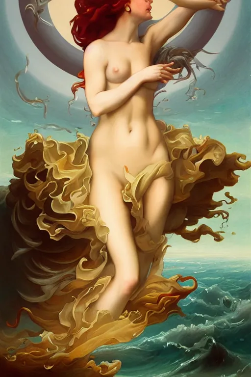 Image similar to The Birth of Venus by Peter Mohrbacher in the style of Gaston Bussière, Art Nouveau