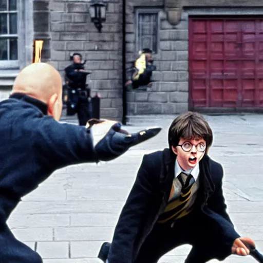 Image similar to Harry Potter being shot by an American police officer, found footage