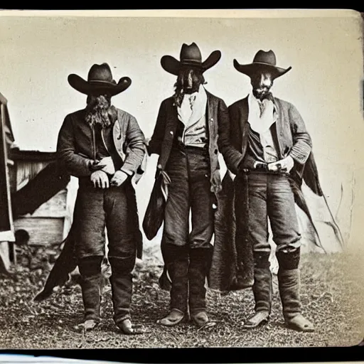 Image similar to kangaroo and wallaby dressed as cowboys, small town, 1 8 6 0 s, photo