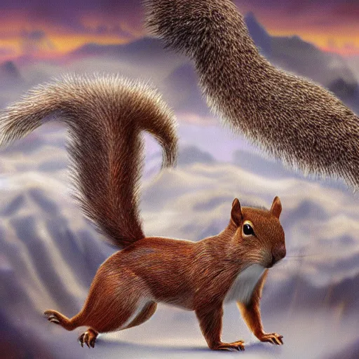 Prompt: ultra realist soft painting of an army of squirrels, symmetry accurate features, very intricate details, volumetric clouds, kawai world