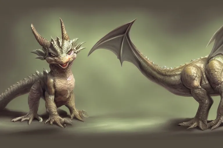 Prompt: full body digital illustration of a cute baby dragon by randy Vargas, pastel, studio lighting, concept art, matte background, deviantArt, artstation