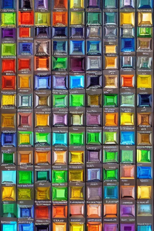 Image similar to a collection of prisms of all the chemical elements in the world