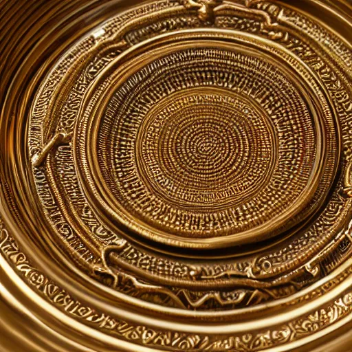 Prompt: an intricate closeup of golden clay plate, 4 k photography