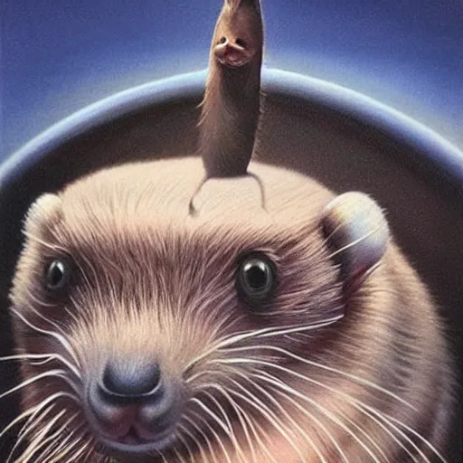 Image similar to an extremely realistic surrealism painting of an elongated!!!! muskrat!!!! with the face of ((((((((elon musk)))))))), 8k, ultra realistic