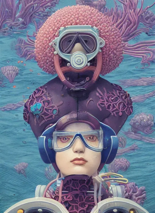 Image similar to scuba diver :: by Martine Johanna and Simon Stålenhag and Chie Yoshii and Casey Weldon and wlop :: ornate, dynamic, particulate, rich colors, intricate, elegant, highly detailed, centered, artstation, smooth, sharp focus, octane render, 3d