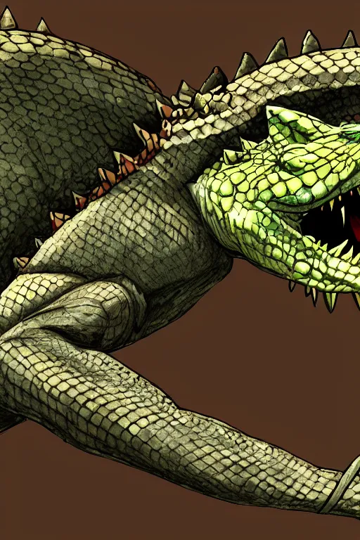 Image similar to lizardman, gray scales, anime, hd,