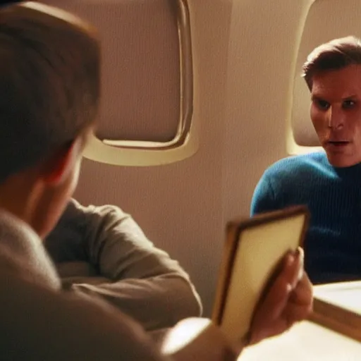 Image similar to Live Action Still of Jerma985 in Airplane!, real life, hyperrealistic, ultra realistic, realistic, highly detailed, epic, HD quality, 8k resolution, body and headshot, film still