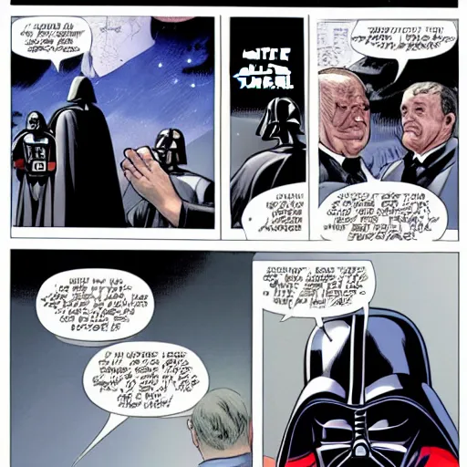 Image similar to darth vader comic featuring darth vader fighting mark zuckerberg