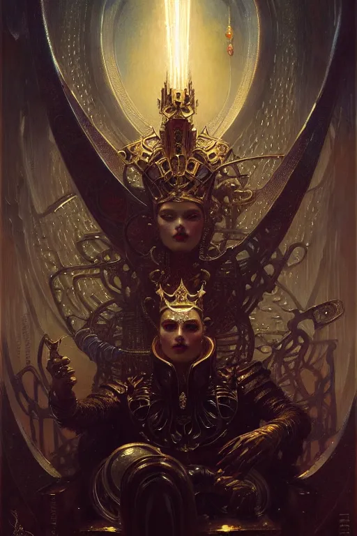 Image similar to king of diamonds by gaston bussiere, bayard wu, greg rutkowski, giger, maxim verehin