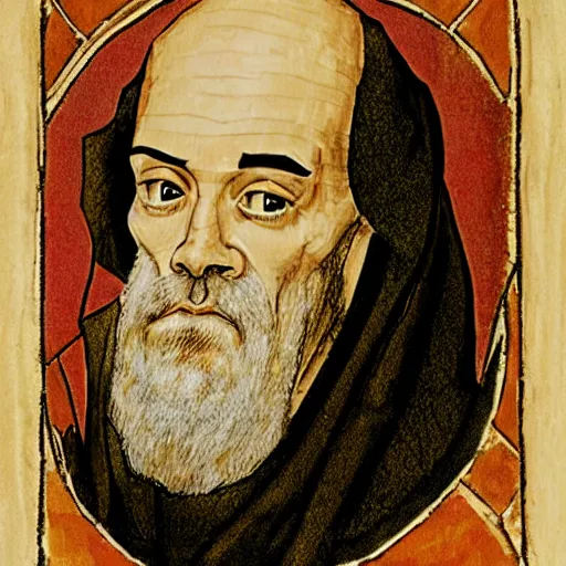 Prompt: michael stipe as a medieval monk