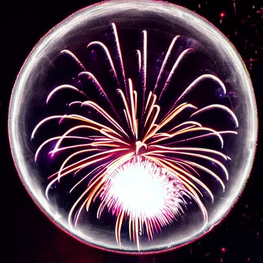 Prompt: a bubble with a firework inside of it
