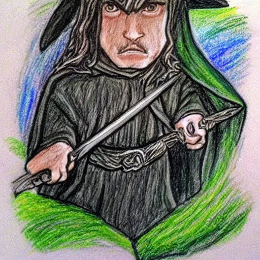 Image similar to Lord of the rings drawn with crayons by a 5 year old