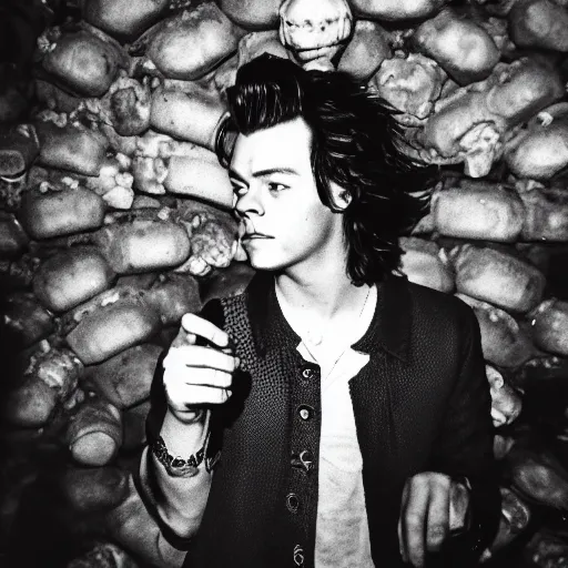 Image similar to photo of harry styles in the paris catacombs