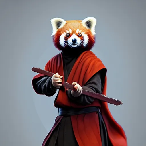 Image similar to Red Panda jedi warrior, artstation, cgsociety, award-winning, masterpiece, stunning, beautiful, glorious, powerful