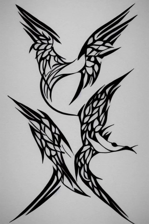 a simple artistic tattoo design of minimalist flying | Stable Diffusion |  OpenArt