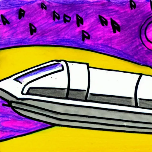 Image similar to bad child drawing of a space train