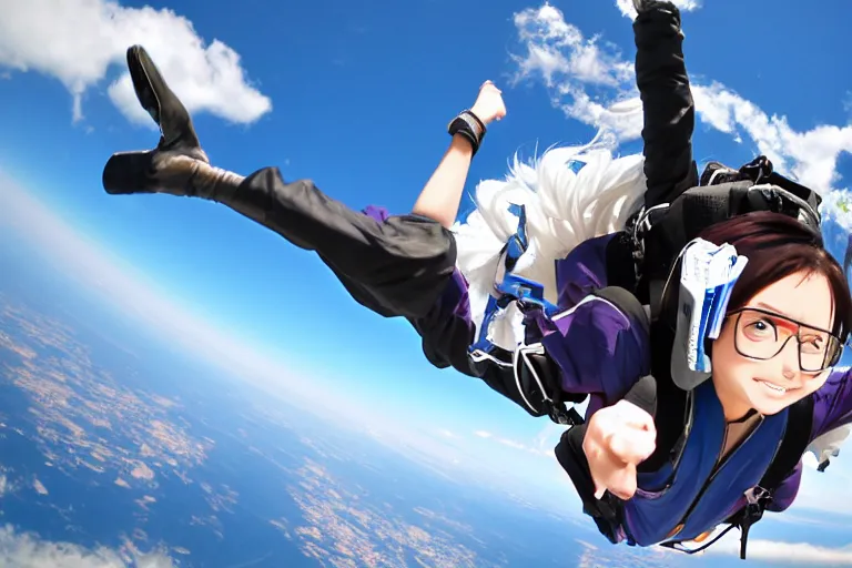 Prompt: anime character skydiving