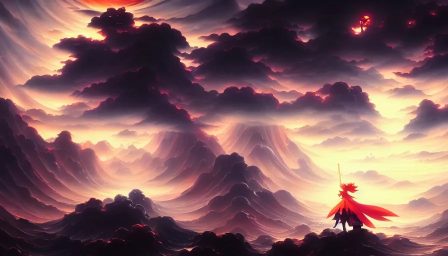 Image similar to baroque oil painting of key visual ninja war, storm, fake detail, trending pixiv fanbox, acrylic palette knife, style of makoto shinkai takashi takeuchi yoshiyuki sadamoto greg rutkowski chiho aoshima